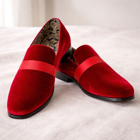 Red Velvet Tuxedo Loafers Size 9 After Midnight Formal Prom Wedding Stage Shoes main image 11